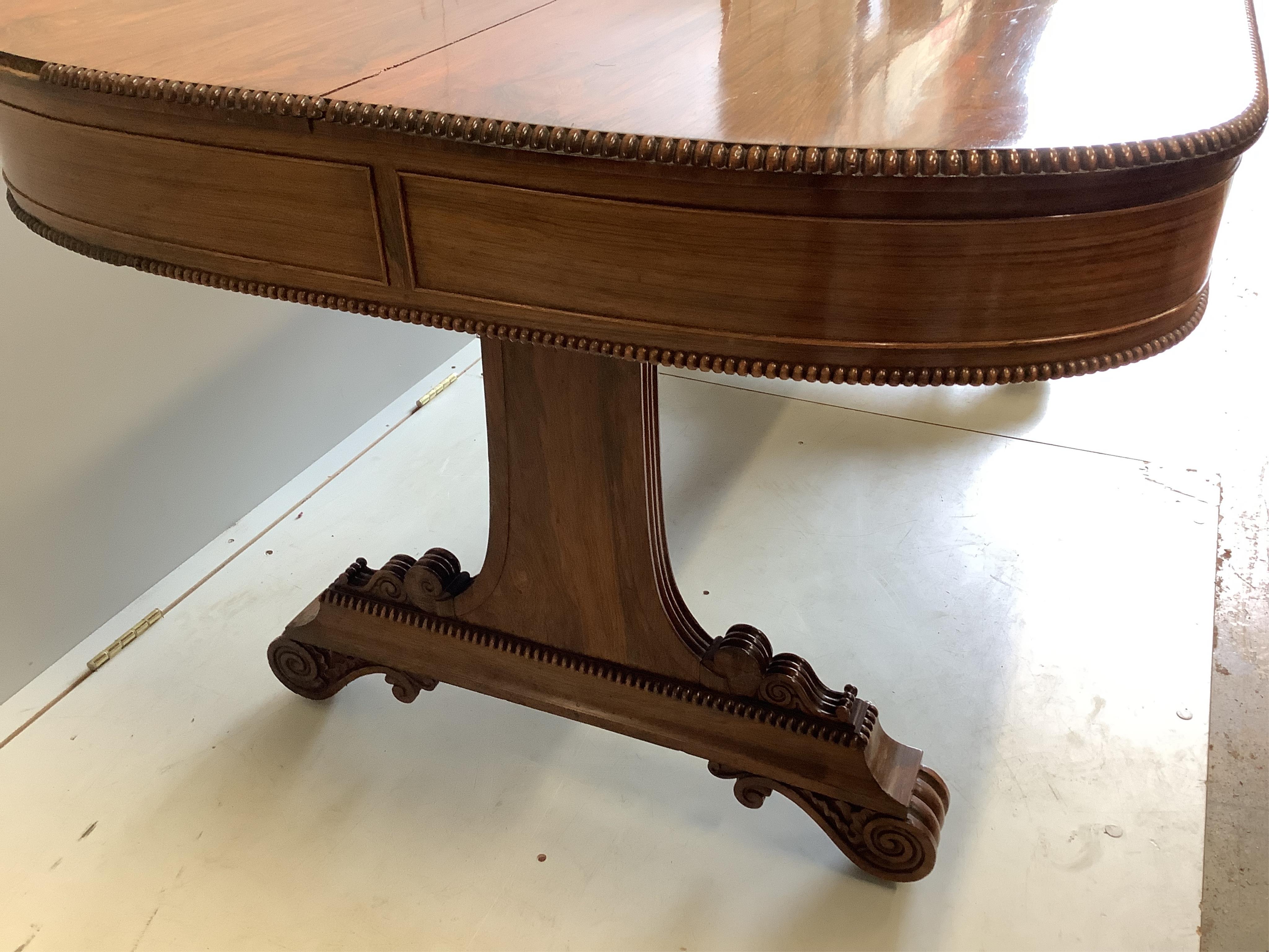 A Regency rosewood centre table, width 150cm, depth 90cm, height 72cm. Condition - fair